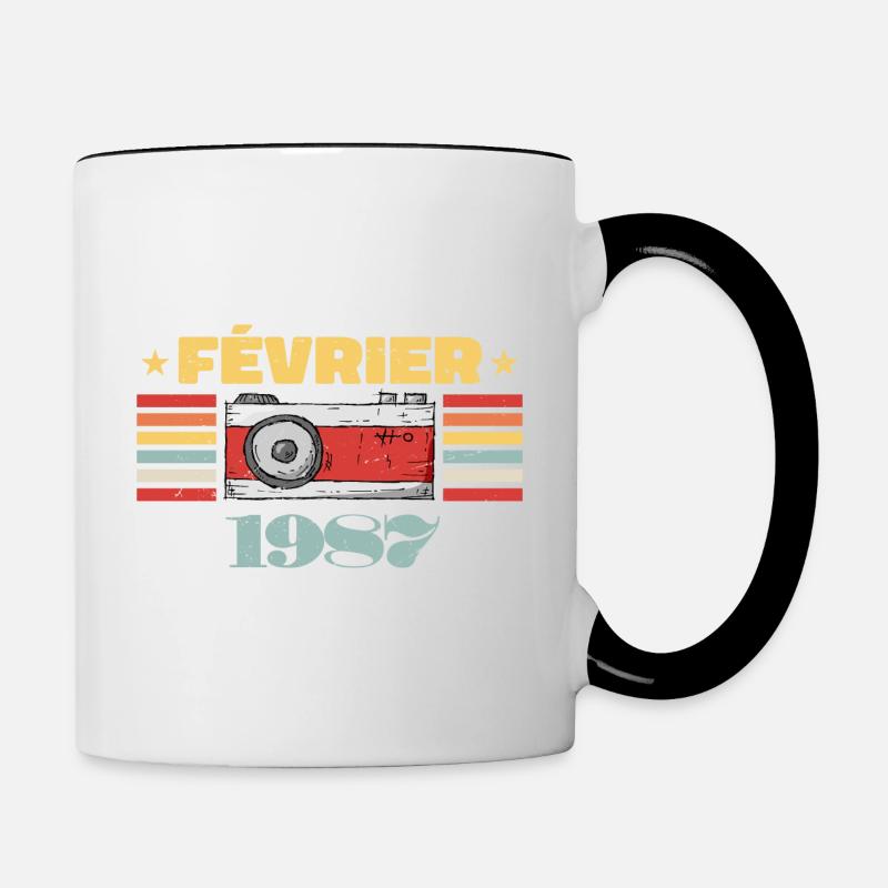 Février 1987 Vintage Anniversaire Rétro Cadeau - Mug contrasté - blanc/noir