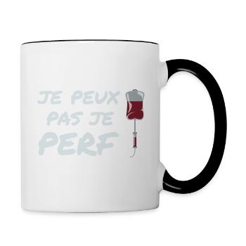 Ich kann nicht perf, Krankenschwester Humor Geschenkidee - Tasse zweifarbig - Weiß/Schwarz - Rechts