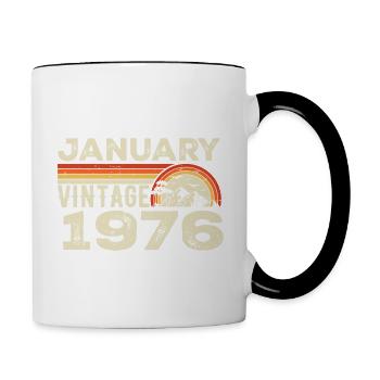 Janvier 1976 Vintage Anniversaire 1976, Né en 1976 - Mug contrasté - blanc/noir - Droite