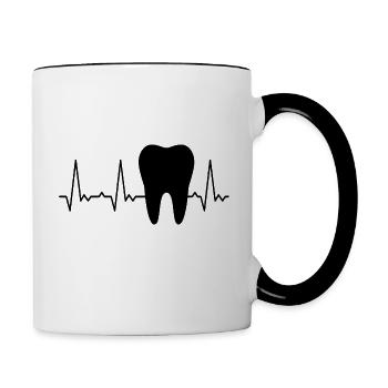 Dent de battement de cœur - Mug contrasté - blanc/noir - Droite
