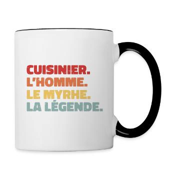 Cuisinier, l'homme, le mythe, la légende, humour - Mug contrasté - blanc/noir - Droite