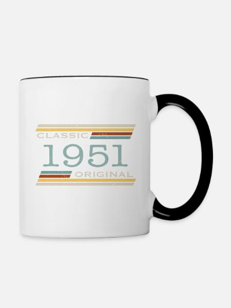 Jahrgang 1951, Klassisch, Original - Tasse zweifarbig - Weiß/Schwarz