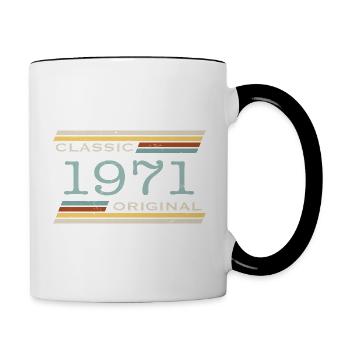 Jahrgang 1971, Classic, Original - Tasse zweifarbig - Weiß/Schwarz - Rechts