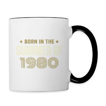 Vintage 1980er Vintage 1980er Jahre Geburtstagsgeschenk - Tasse zweifarbig - Weiß/Schwarz - Rechts