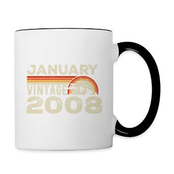 January 2008 Vintage Birthday 2008, Born in 2008 - Contrasting Mug - white/black - Right