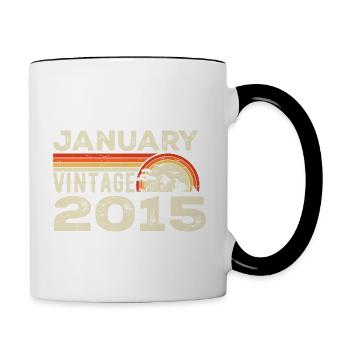 Januar 2015 Jahrgang Jubiläum 2015, Jahrgang 2015 - Tasse zweifarbig - Weiß/Schwarz - Rechts