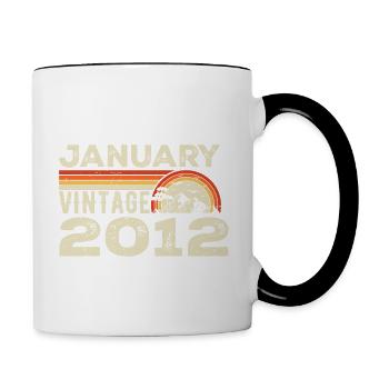 January 2012 Vintage Birthday 2012, Born in 2012 - Contrasting Mug - white/black - Right