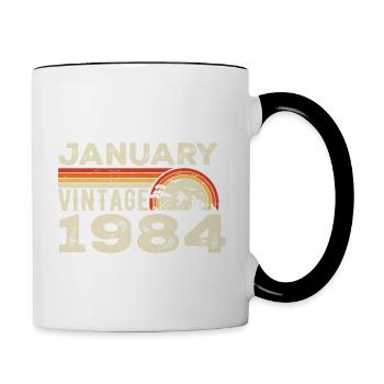 Janvier 1984 Vintage Anniversaire 1984, Né en 1984 - Mug contrasté - blanc/noir - Droite