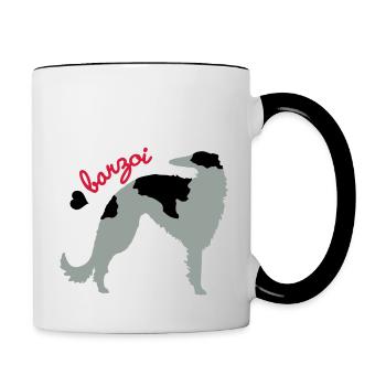 Borzoi kif2 - Tasse zweifarbig - Weiß/Schwarz - Rechts