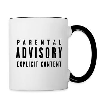 Explicit Content - Warnung! - Tasse zweifarbig - Weiß/Schwarz - Rechts