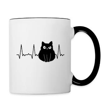 Heartbeat Cat - Contrasting Mug - white/black - Right