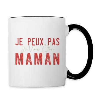 Ich kann nicht, ich werde Mutter| Werdende Mutter - Tasse zweifarbig - Weiß/Schwarz - Rechts