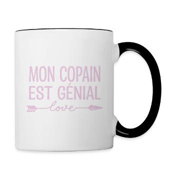 Mon Copain est génial, cadeau copain.cadeau copine - Mug contrasté - blanc/noir - Droite