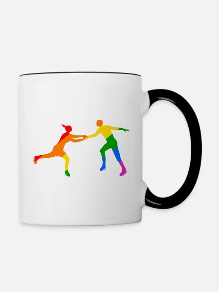 Buntes Eislaufduett - Tasse zweifarbig - Weiß/Schwarz