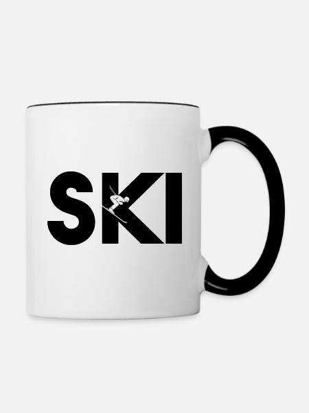 Ski - Tasse zweifarbig - Weiß/Schwarz