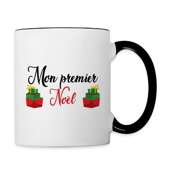 Mon Premier Noel - Mug contrasté - blanc/noir - Droite