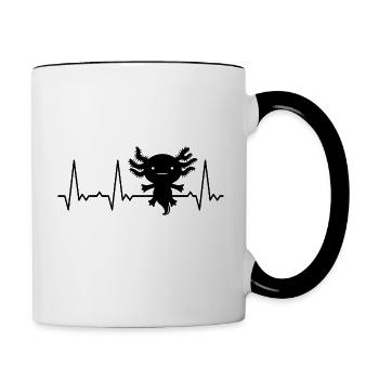 Herzschlag Axolotl - Tasse zweifarbig - Weiß/Schwarz - Rechts
