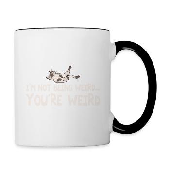 I'm Not Being Weird You're Weird Cat Dad Mom Meme - Mug contrasté - blanc/noir - Droite