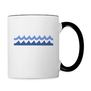 Vague bleue minimaliste - Mug contrasté - blanc/noir - Droite