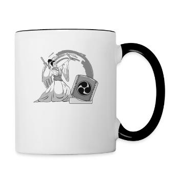 Femme Taiko Batteur Mitsudomoe Illustration - Mug contrasté - blanc/noir - Droite