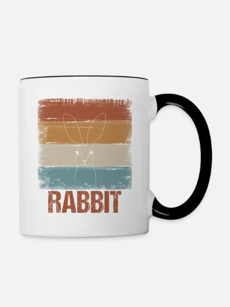 Hase Kaninchen Rabbit - Tasse zweifarbig - Weiß/Schwarz