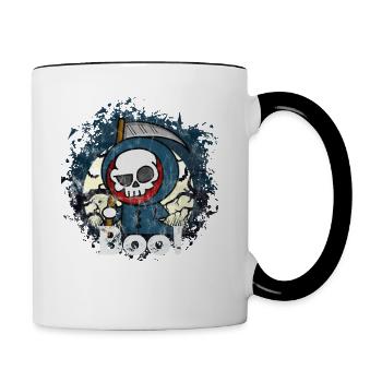 Boo! - Lustiger Sensenmann Reaper Hölle Tod - Tasse zweifarbig - Weiß/Schwarz - Rechts