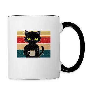Morgenmuffel Katze - Tasse zweifarbig - Weiß/Schwarz - Rechts