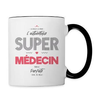 L authentique super médecin - Mug contrasté - blanc/noir - Droite