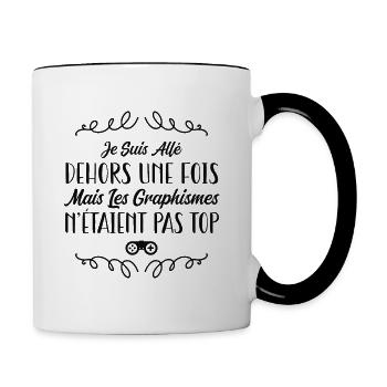 Je Suis Allé Dehors Une Fois Graphismes Pas Au Top - Mug contrasté - blanc/noir - Droite