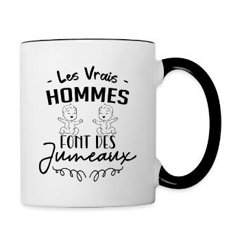 Papa de jumeaux Annonce Naissance Humour - Mug contrasté - blanc/noir - Droite