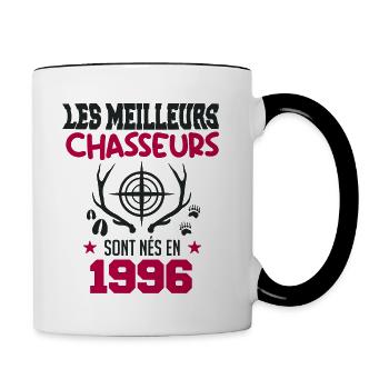 Anniversaire chasseur Née en 1996 - Mug contrasté - blanc/noir - Droite