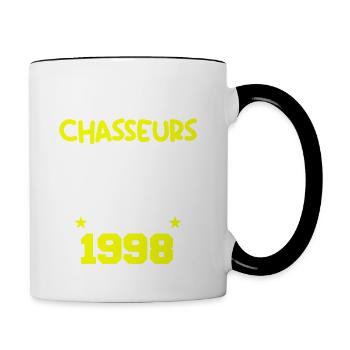 Anniversaire chasseur Née en 1998 - Mug contrasté - blanc/noir - Droite