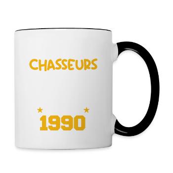 Anniversaire chasseur Née en 1990 - Mug contrasté - blanc/noir - Droite