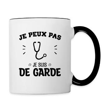 Je peux pas je suis de garde - Mug contrasté - blanc/noir - Droite