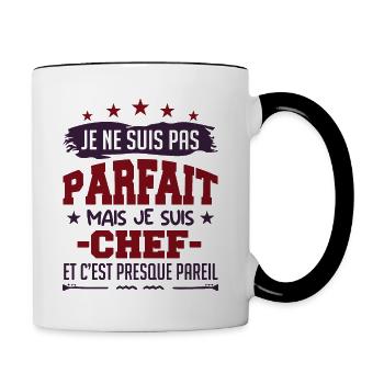 Je Ne Suis Parfait Mais Je Suis Chef - Mug contrasté - blanc/noir - Droite