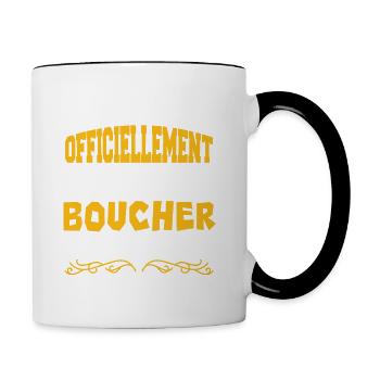 Officiellement Le Meilleur Boucher Du Monde - Mug contrasté - blanc/noir - Droite