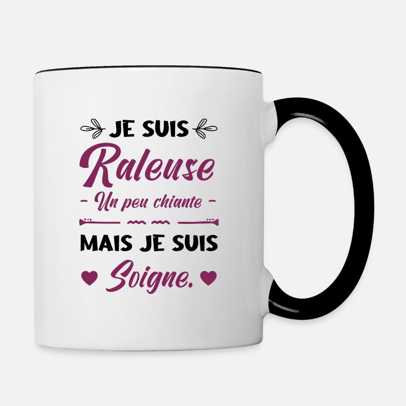 Je Suis Râleuse Mais Je Suis Soigne - Mug contrasté - blanc/noir