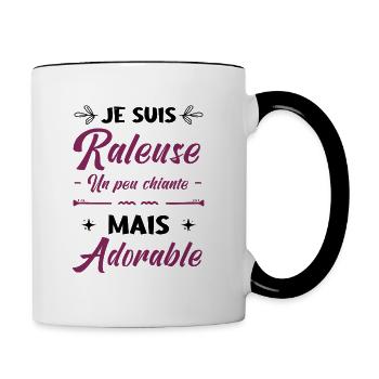 Je Suis Râleuse Un Peu Chiante Mais Adorable - Mug contrasté - blanc/noir - Droite