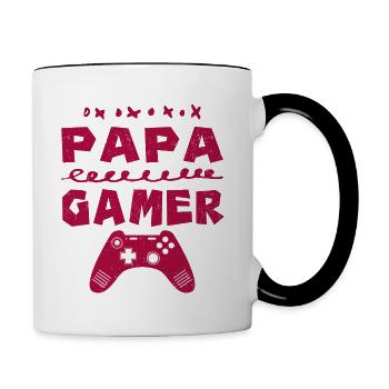 papa Gamer | cadeau idée - Mug contrasté - blanc/noir - Droite