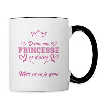 C'est compliqué d'etre une princesse et enceinte. - Mug contrasté - blanc/noir - Droite