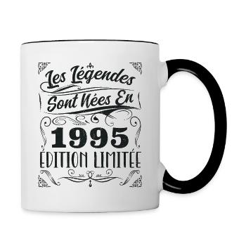 Les Légendes Sont Nés En 1995 | Cadeau - Mug contrasté - blanc/noir - Droite
