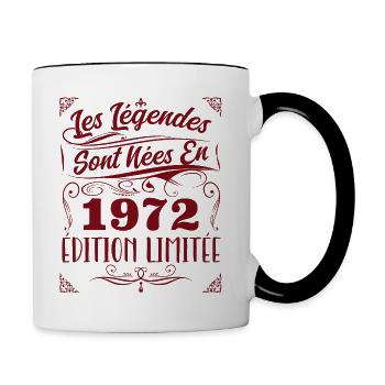 Les Légendes Sont Nés En 1972 | Cadeau - Mug contrasté - blanc/noir - Droite