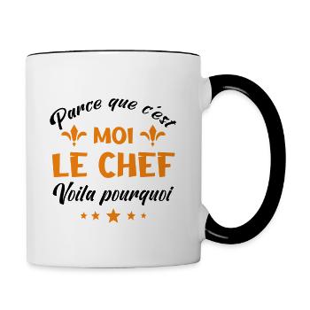 parce que c'est moi le chef - Mug contrasté - blanc/noir - Droite