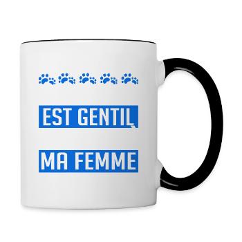 Mon Chien Est Gentil Attention A Ma Femme - Mug contrasté - blanc/noir - Droite