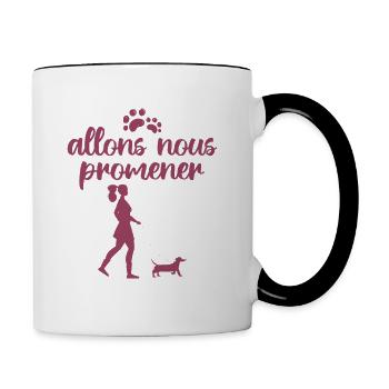 Allons Nous Promener | amoureux des chiens - Mug contrasté - blanc/noir - Droite