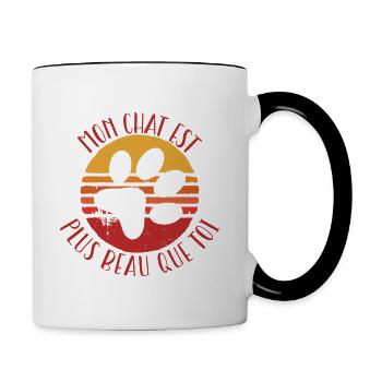 Mon Chat Est Plus Beau Que Toi - Mug contrasté - blanc/noir - Droite