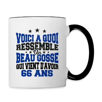 Voici à Quoi Ressemble Un BeauGosse 66 ans, Cadeau - Mug contrasté - blanc/noir - Droite