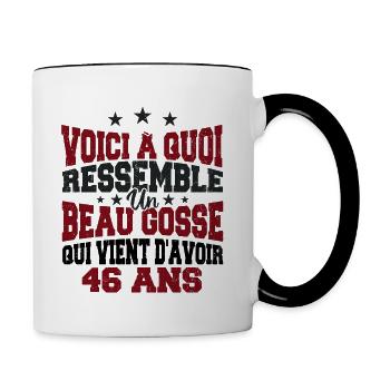 Voici à Quoi Ressemble Un BeauGosse 46 ans, Cadeau - Mug contrasté - blanc/noir - Droite