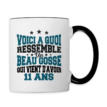 Voici à Quoi Ressemble Un BeauGosse 11 ans, Cadeau - Mug contrasté - blanc/noir - Droite