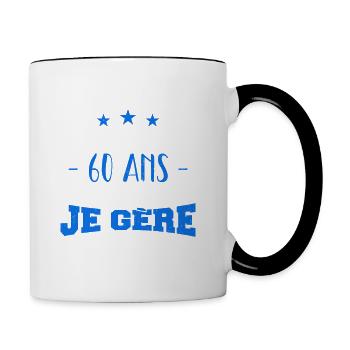 Oui, j'ai 60 ans mais t'inquiète, je gère - Mug contrasté - blanc/noir - Droite